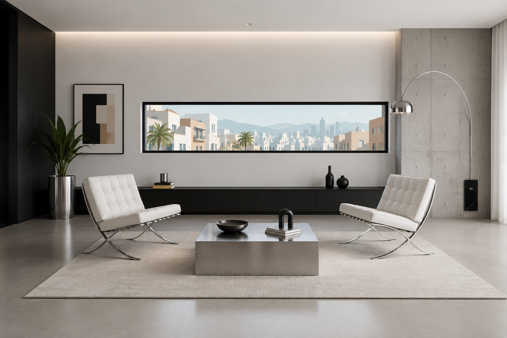 Silla BARNA - La pureza visual del blanco encuentra su contrapunto perfecto en el brillo preciso del acero inoxidable.