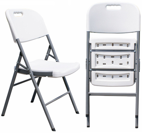 Silla BEACH NEW, plegable, metal, gris, polietileno blanco