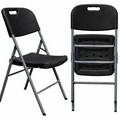 Silla BEACH NEW, plegable, metal, gris, polietileno negro