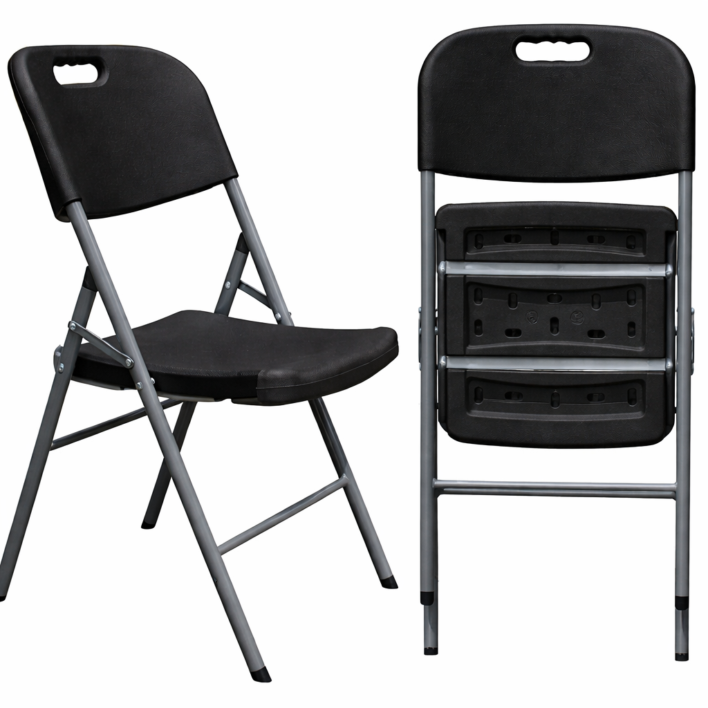 Silla BEACH NEW, plegable, metal, gris, polietileno negro