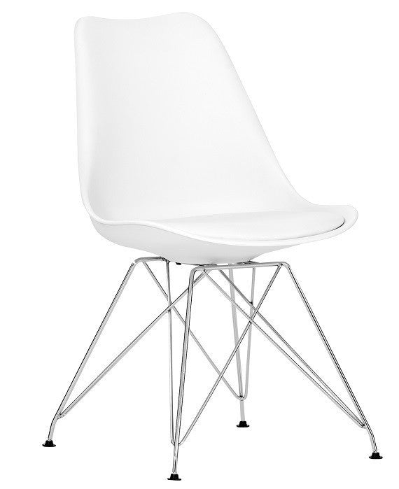 Silla BELLA / cromada / carcasa y cojín blanco