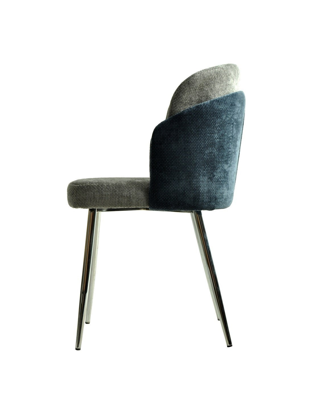 Detalle del armazón de acero cromado y acabados textiles de alta calidad de la silla multiusos DRESDE con certificado UNE