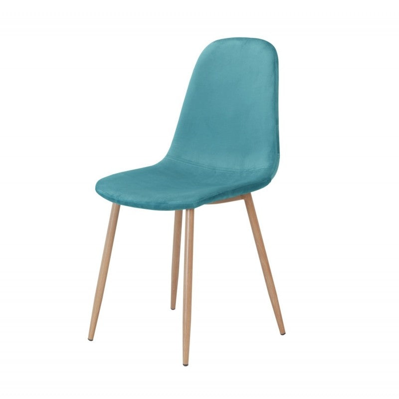 Silla EPOQUE, metal, terciopelo turquesa