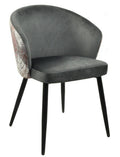 Silla LYDIA / tapizado velvet gris / respaldo floral