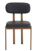 Silla MESINA / metal acabado de color madera / similpiel negra