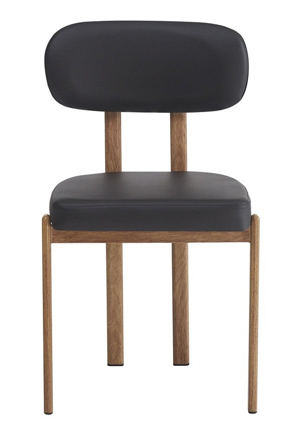 Silla MESINA / metal acabado de color madera / similpiel negra