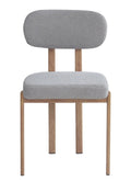 Silla MESINA / metal acabado de color madera / tejido bouclé gris