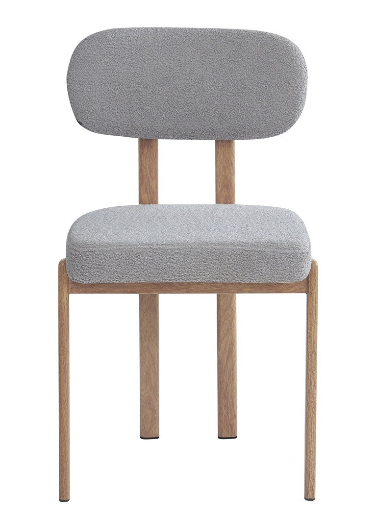 Silla MESINA / metal acabado de color madera / tejido bouclé gris