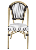 Silla PARIS, apilable, aluminio, ratán blanco y marrón