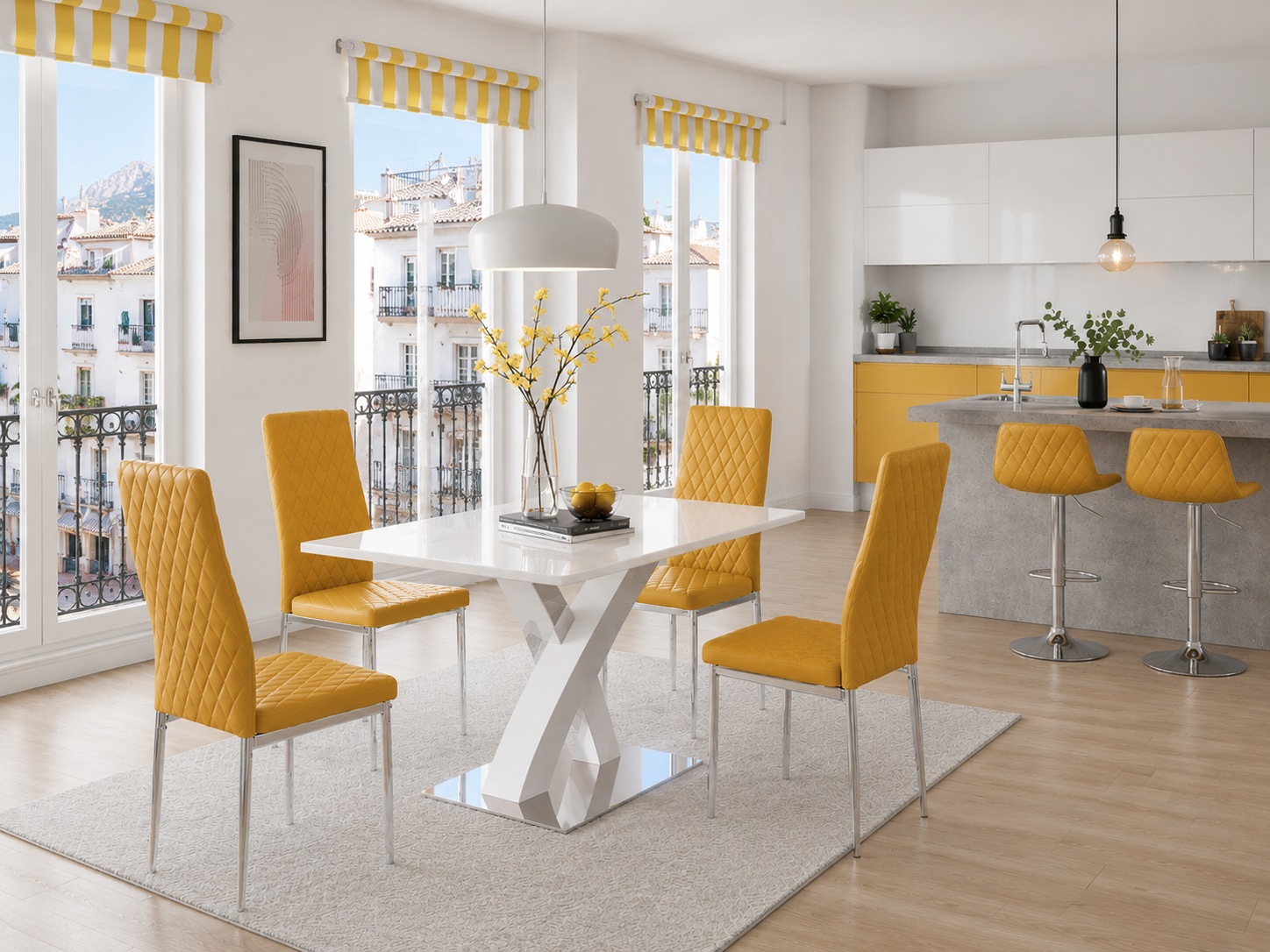 Silla ergonómica cromada con tapizado ocre y certificado de calidad UNE para hogar en Torrevieja