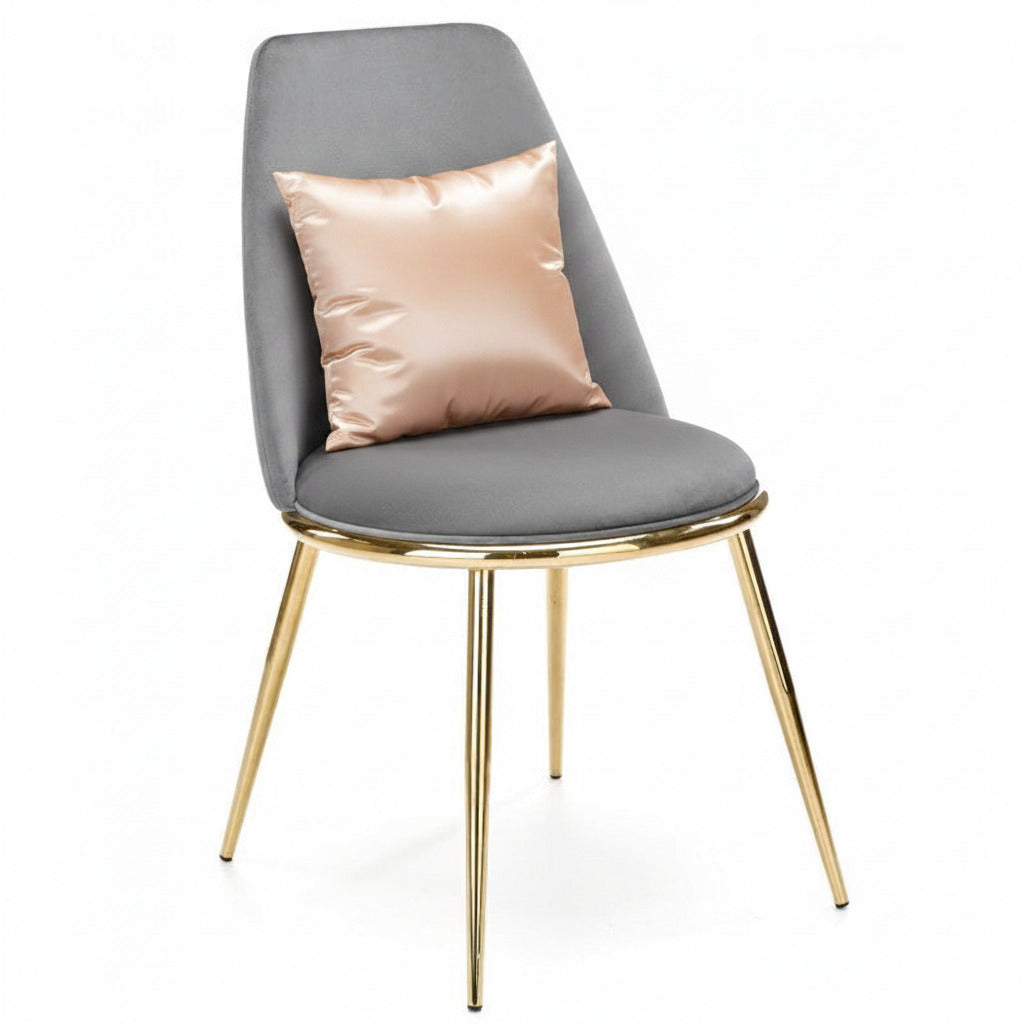 Silla TAVIRA / dorado / tapizado velvet gris