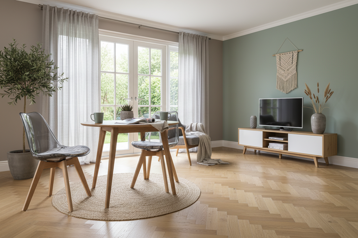 Silla TORRE 4P, madera, transparente, cojín estampado moderno