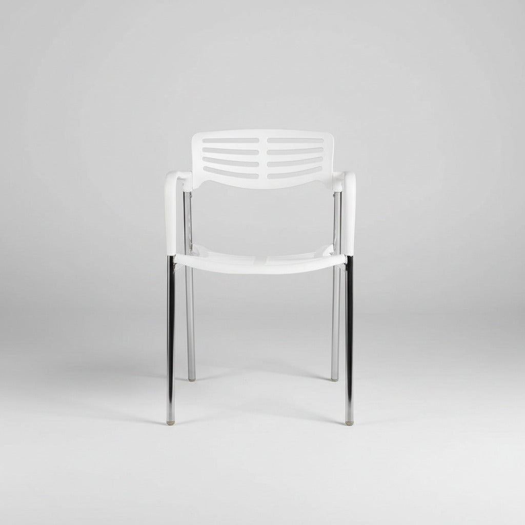 Sillón ALBENIZ, cromado, polipropileno blanco