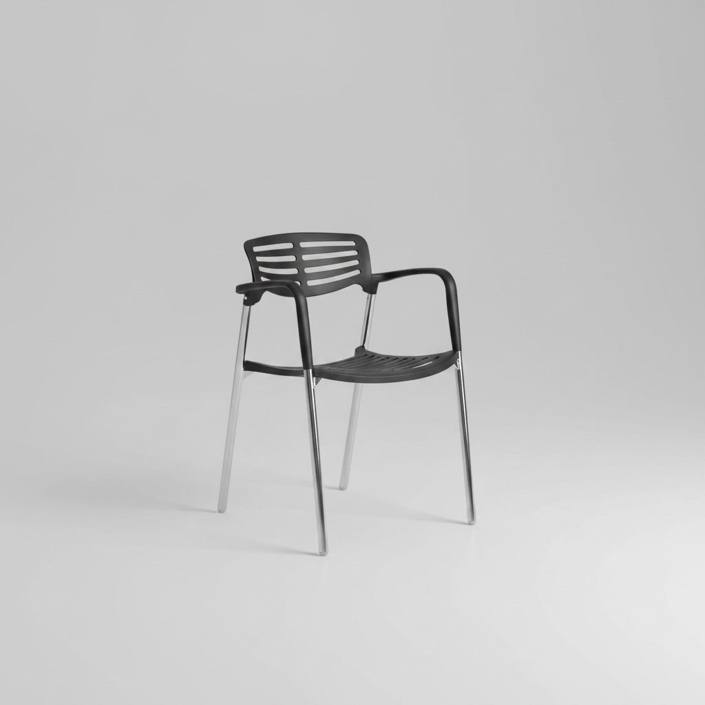 Sillón ALBENIZ, cromado, polipropileno negro