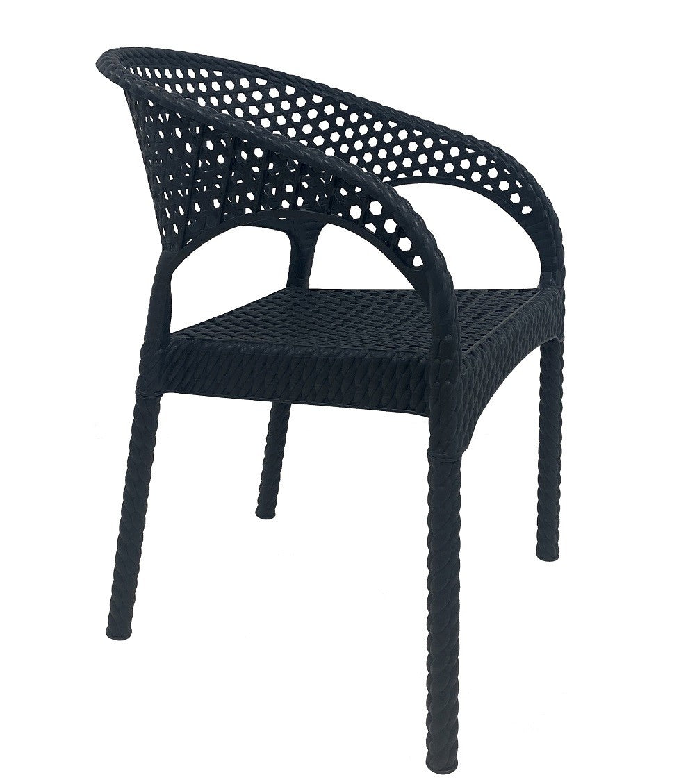 Mobiliario de exterior resistente al sol y la salinidad, sillón de polipropileno antracita para jardines en la Costa Blanca