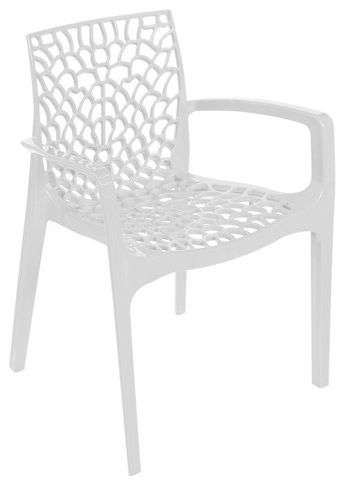 Sillón apilable de polipropileno blanco para terrazas de restaurantes y hoteles en Alicante