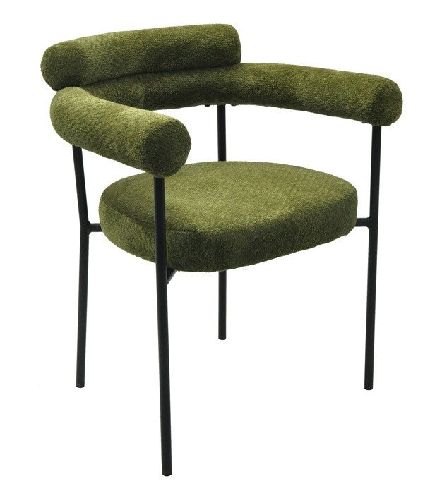 Sillón CERVANTES / tapizado tejido bouclé verde oscuro
