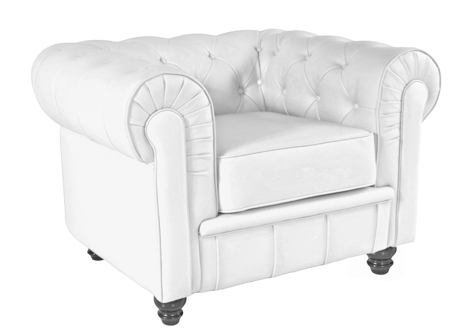 Sillón de diseño tapizado en similpiel blanca de estilo moderno, mueble exclusivo para salones y villas en San Miguel de Salinas