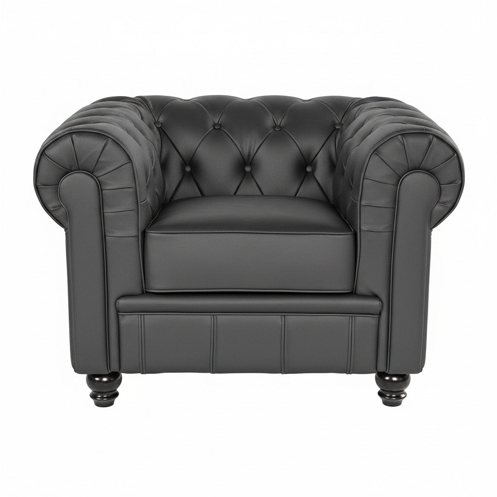 Sillón de Diseño Chester en Similpiel Negra - Elegancia y Modernidad - Muebles Mercatoro