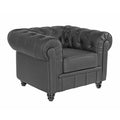 Sillón de diseño tapizado en similpiel negra de estilo moderno, mueble exclusivo para salones y oficinas en Santa Pola