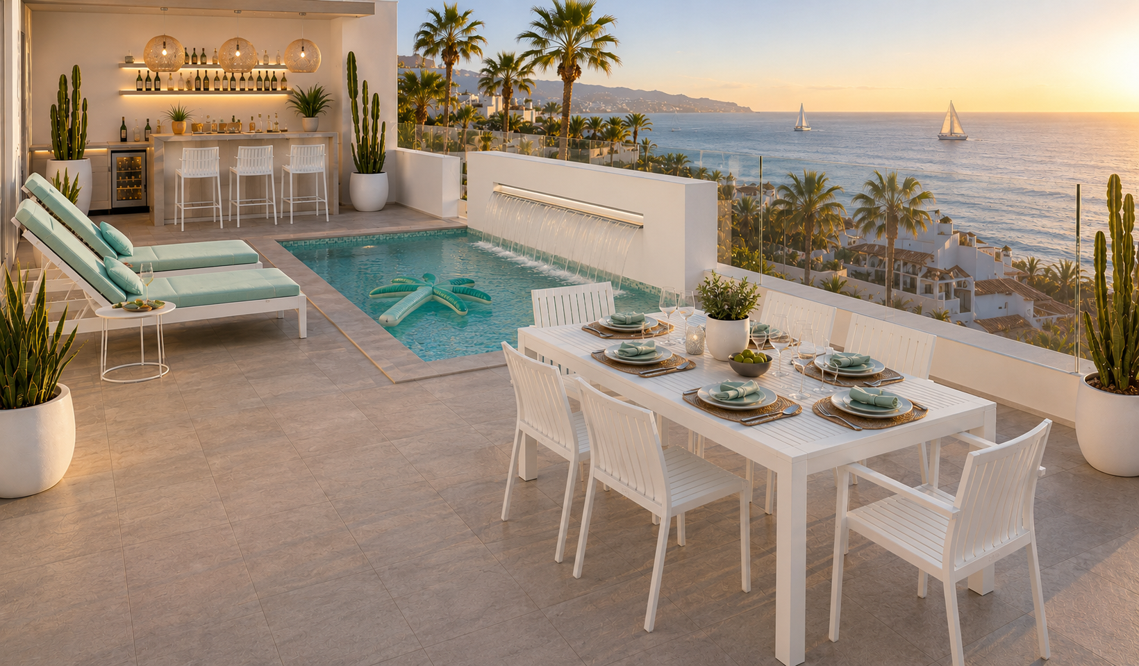 Sillón moderno de terraza CHOPIN color blanco con protección UV, perfecto para comedores exteriores, proyectos de hostelería y terrazas de diseño