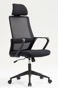 Sillón MARIO, alto, negro, malla y asiento negro