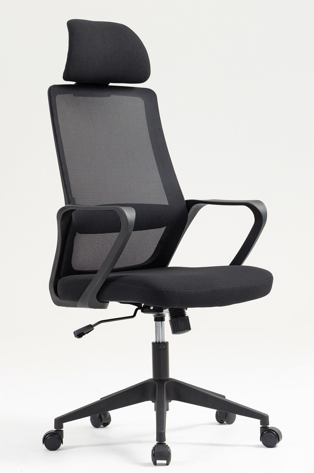 Sillón MARIO, alto, negro, malla y asiento negro