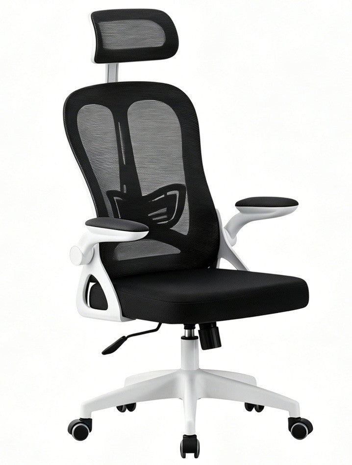 Sillón ORBEC, alto, blanco, malla y asiento negro