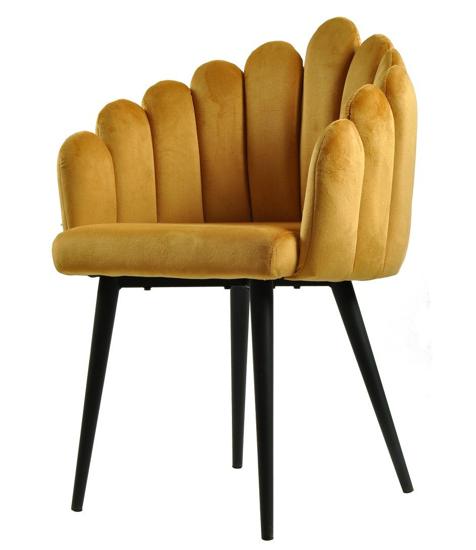Sillón DEVIN, metal, tapizado velvet amarillo