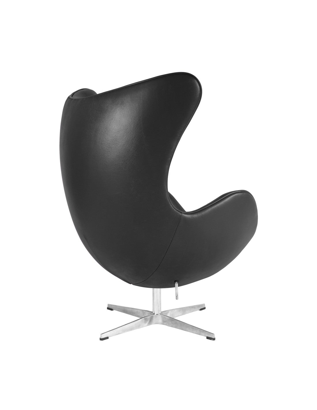 Sillón EG giratorio similpiel negra, fibra de vidrio, base y columna cromada, mecanismo basculante. Pieza icónica de diseño. 