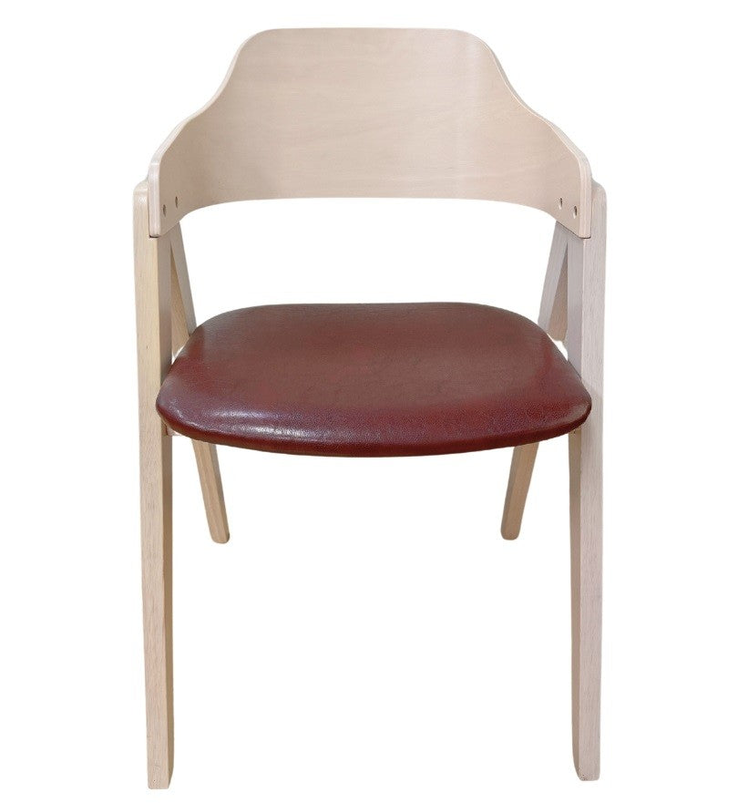 Sillón JARSY, madera de hevea, natural, similpiel marrón