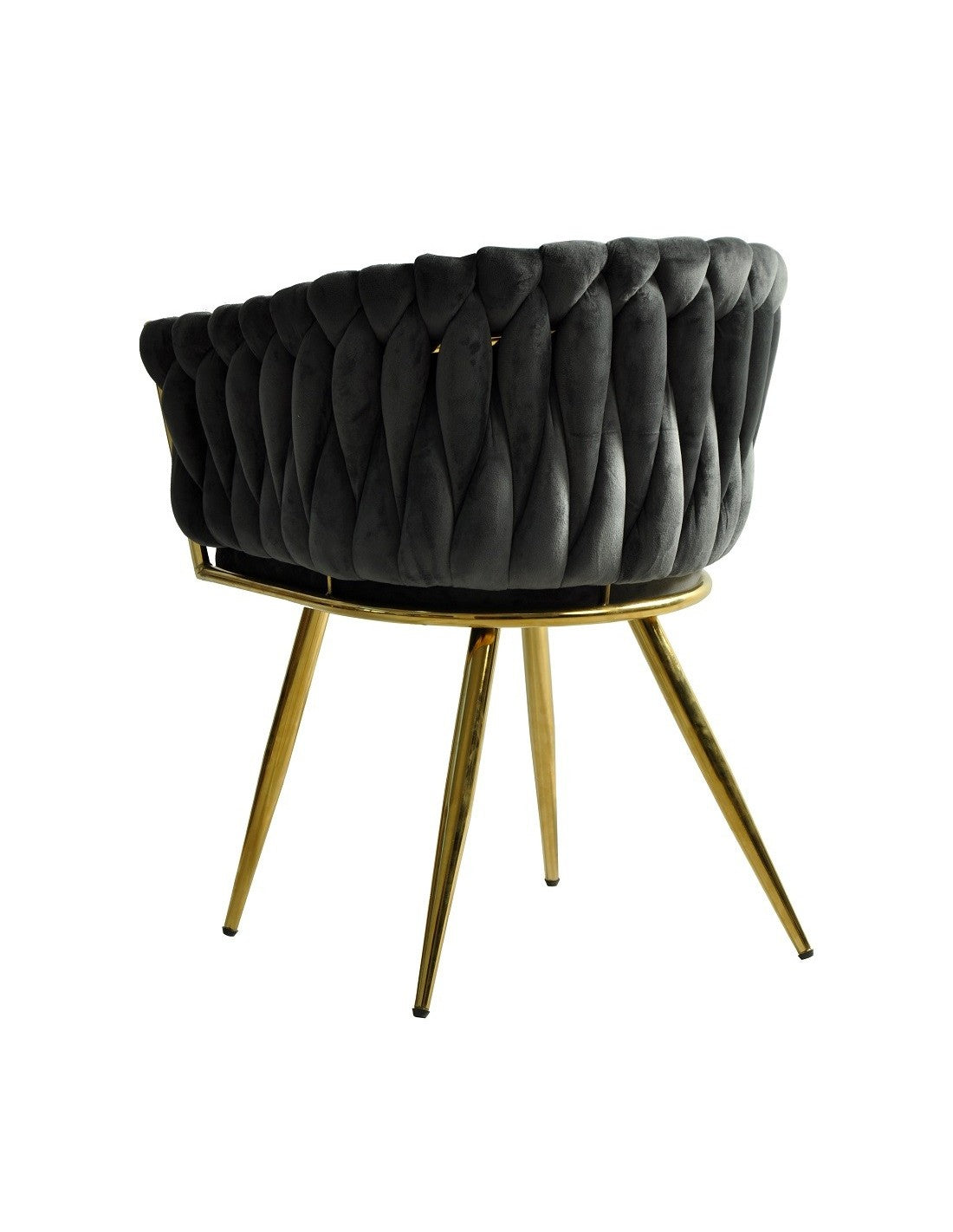 Pareja de sillones KING gris oscuro y oro en un salón de diseño contemporáneo en Barcelona, donde el confort aterciopelado se convierte en protagonista.