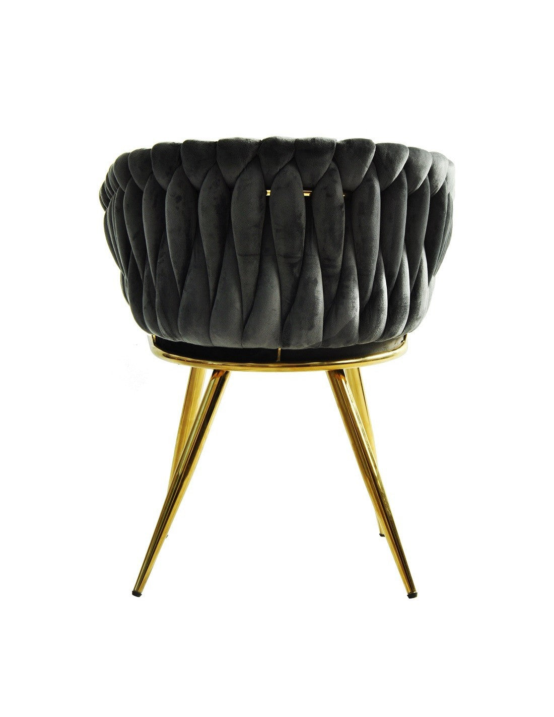 Pack de 2 sillones de diseño KING en terciopelo gris oscuro y acabado metálico oro de Muebles Mercatoro, perfectos para cualquier proyecto interiorista en Barcelona.