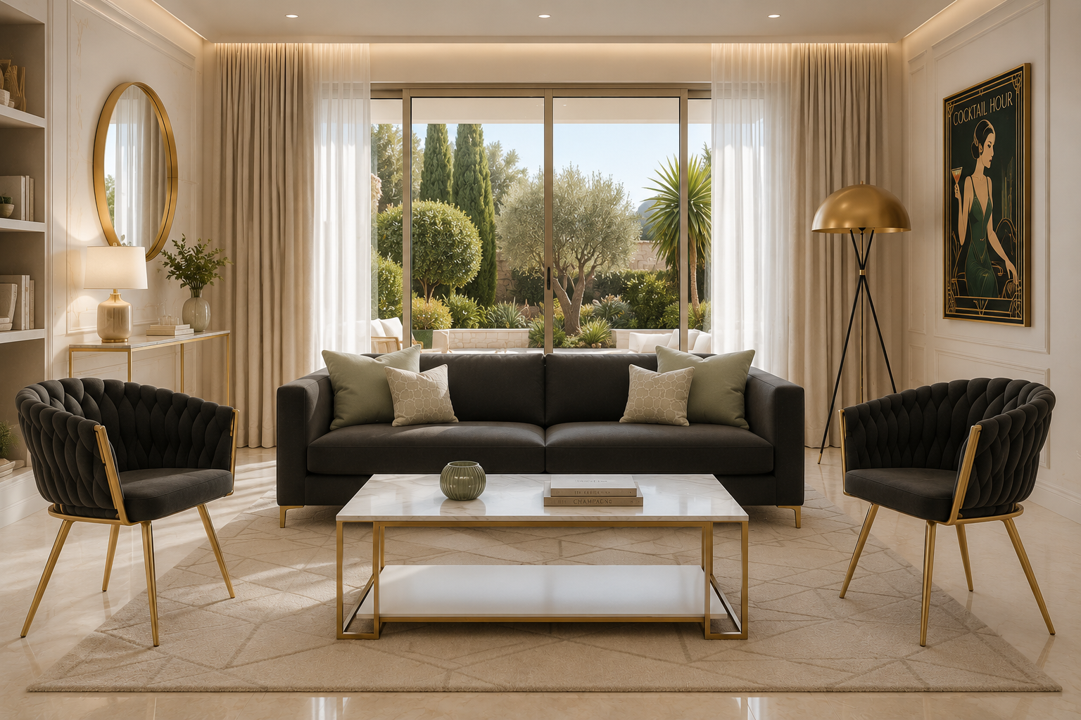 Sillón de diseño KING en terciopelo gris oscuro con estructura dorada, elegancia y confort premium para salones modernos en Valencia.