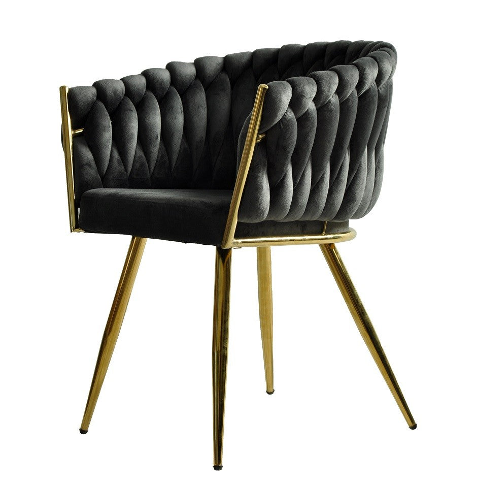 Sillón de diseño KING en terciopelo gris oscuro con estructura dorada, elegancia y confort premium para salones modernos en Barcelona.
