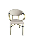 Sillón de diseño NERJA en aluminio acabado bambú y mesh beige para terrazas en San Miguel de Salinas
