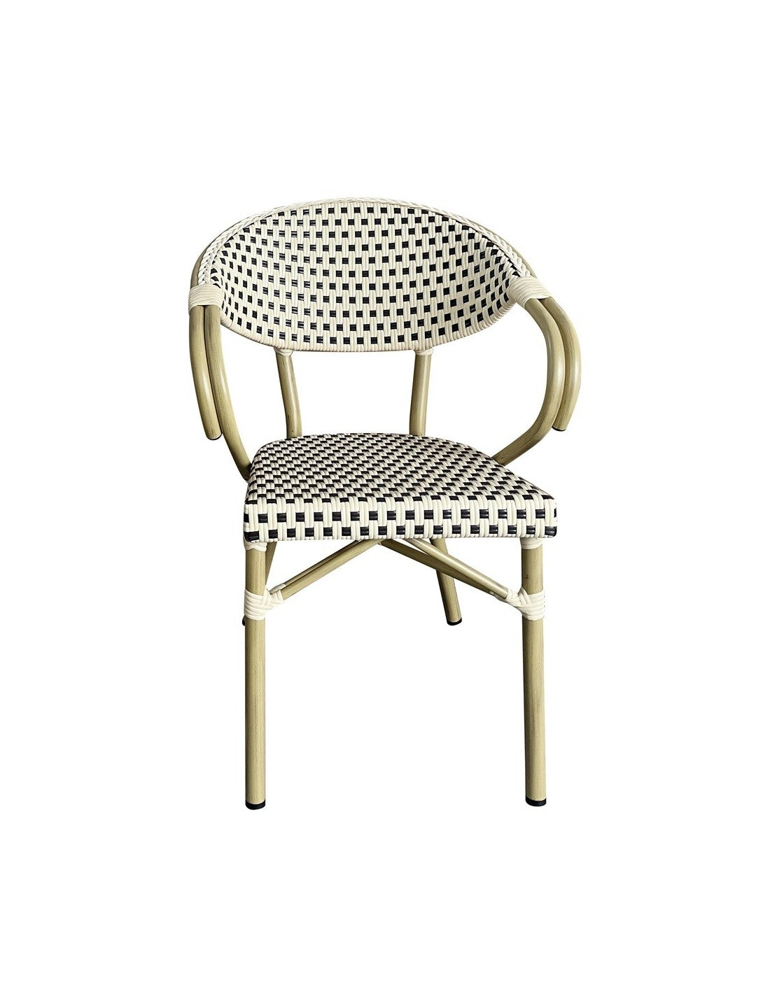 Sillón de exterior NERJA en ratán beige y marrón para terrazas en Rojales y Ciudad Quesada