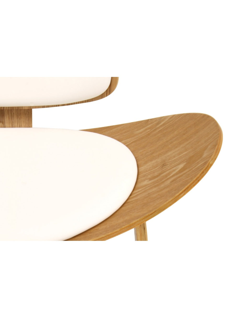 Sillón NORDIC minimalista fresno y similpiel blanca para salón o espacio contracto