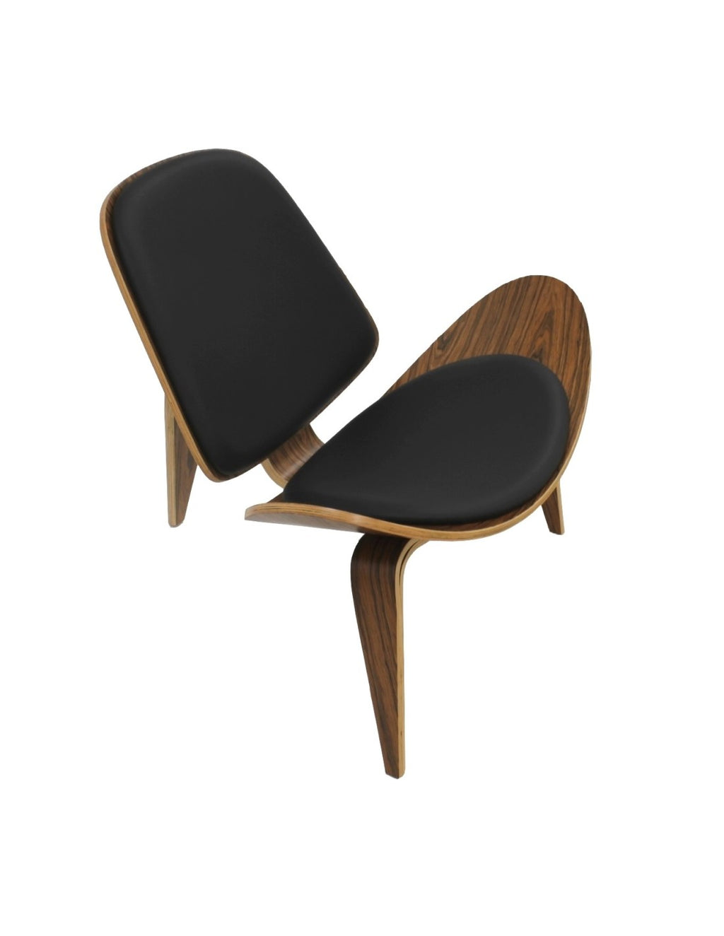 Butaca de diseño escandinavo en madera oscura exótica para despachos y fincas en Extremadura