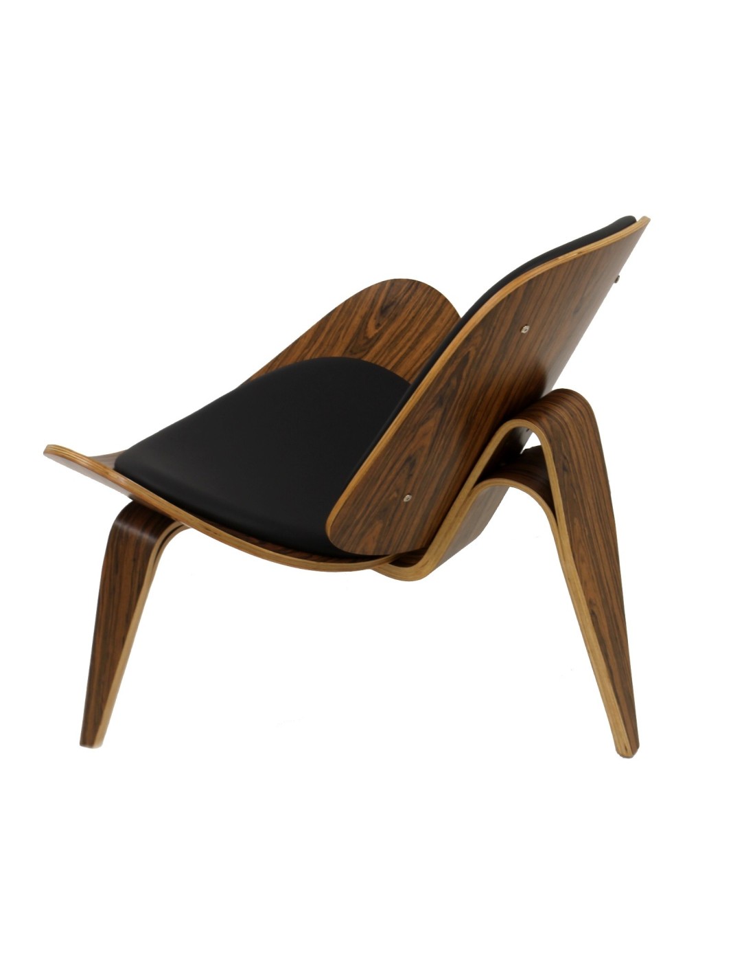 Sillón multiusos ergonómico de madera de palo rosa barnizada y similpiel negra con certificado UNE