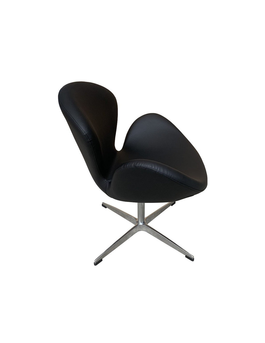 Sillón giratorio SW en similpiel negra con base de aluminio ligera y resistente - actitud urbana, elegancia contemporánea y disponible en otros colores bajo pedido.