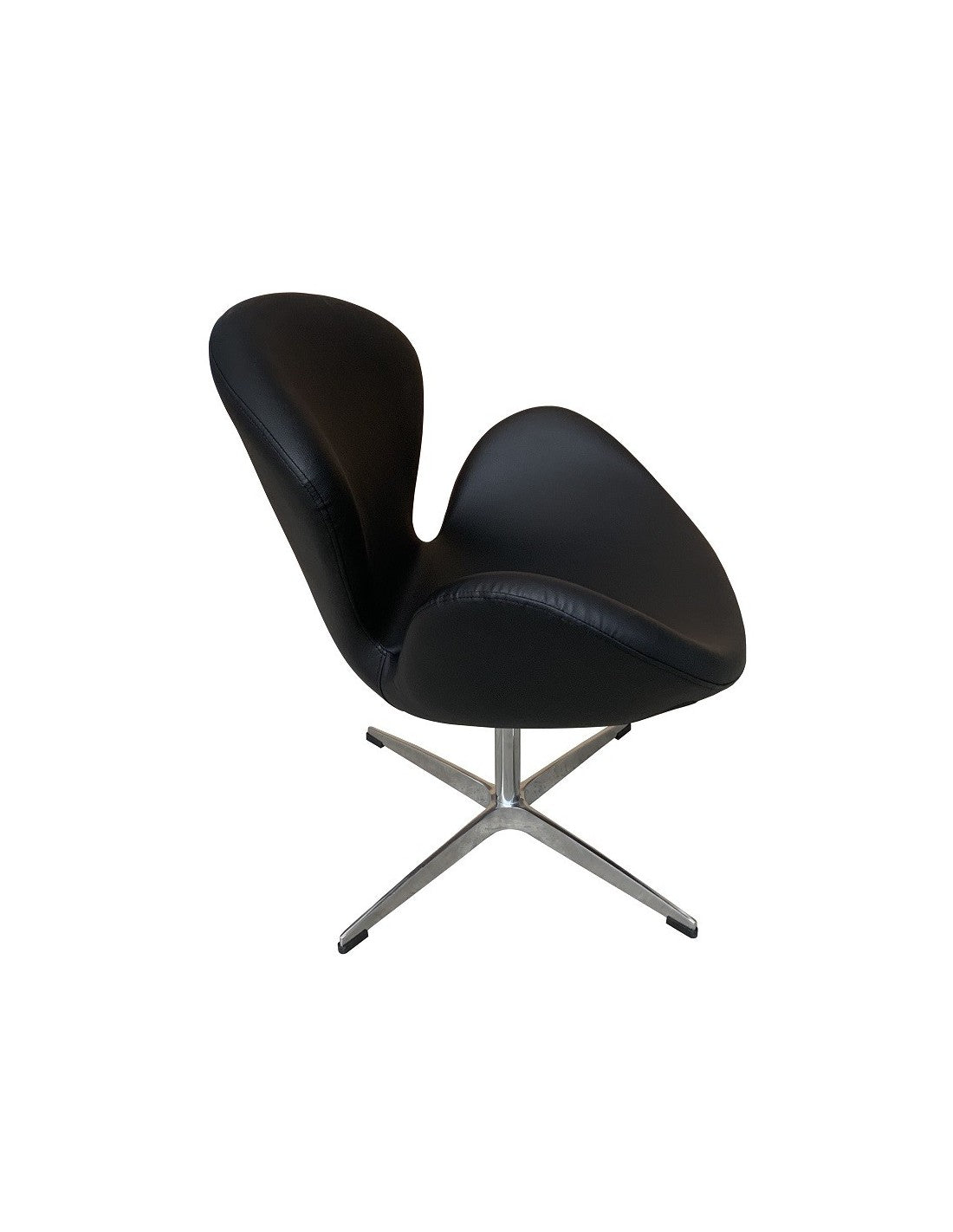 Sillón giratorio SW en similpiel negra con base de aluminio ligera y resistente - actitud urbana, elegancia contemporánea y disponible en otros colores bajo pedido.