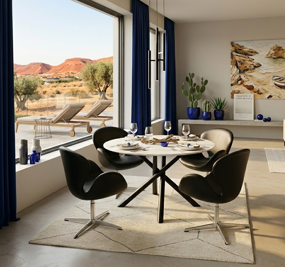 Sillón giratorio SW en similpiel negra con base de aluminio ligera y resistente — actitud urbana, elegancia contemporánea y disponible en otros colores.