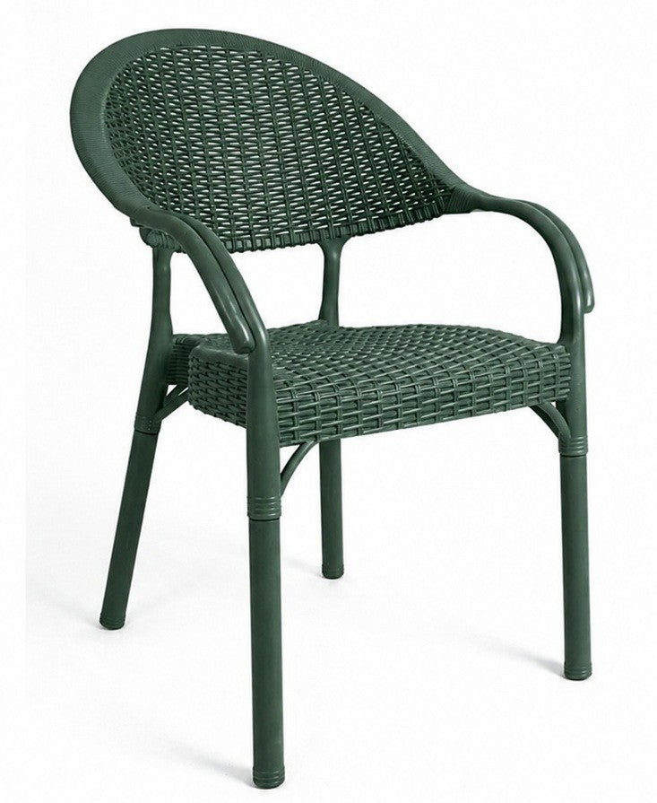 Sillón TORREMOLINOS, apilable, patas metálicas, polipropileno verde