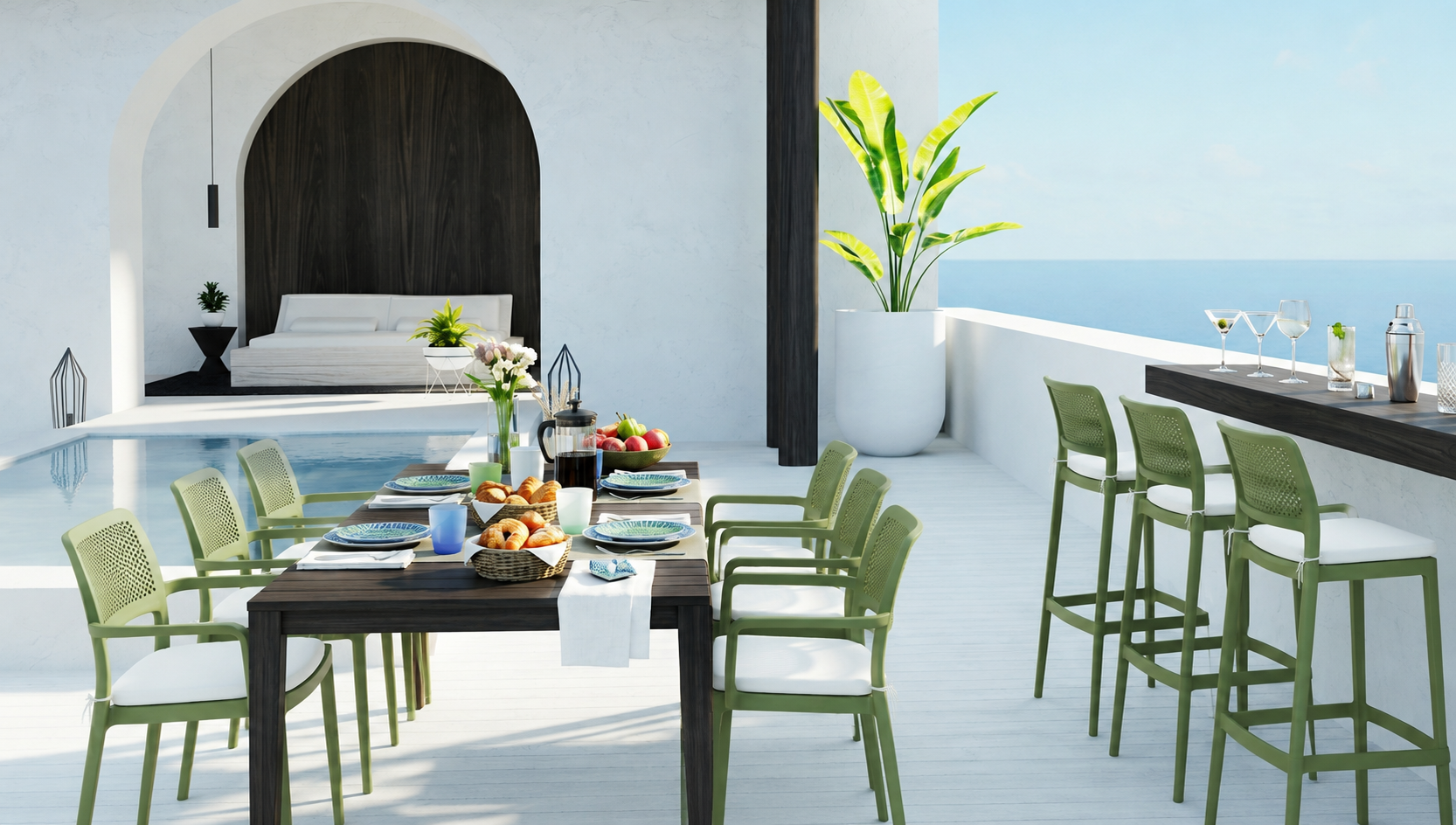 Sillón VERDI / apilable / polipropileno verde