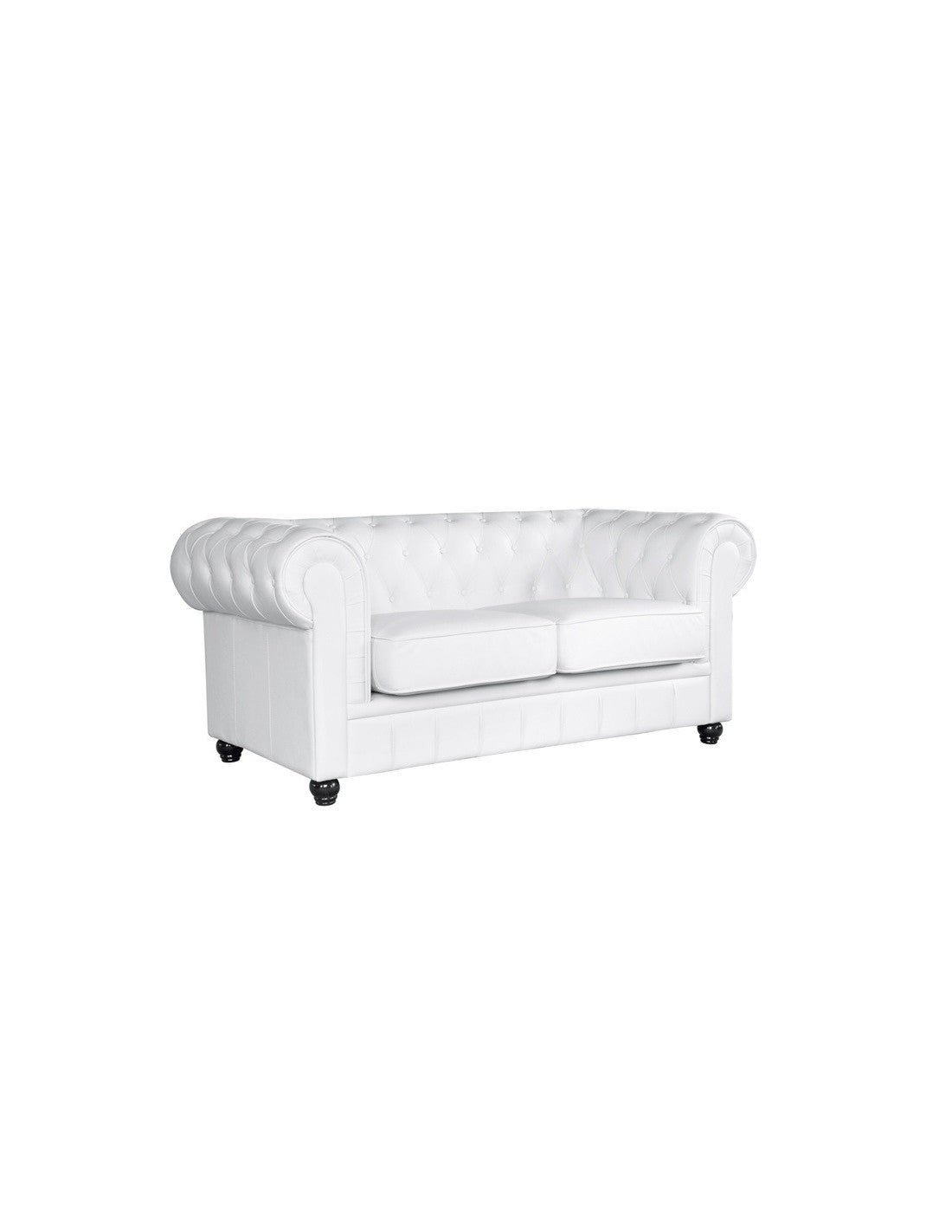 Sofá de 2 plazas tapizado en similpiel blanca de diseño moderno, ideal para salones elegantes