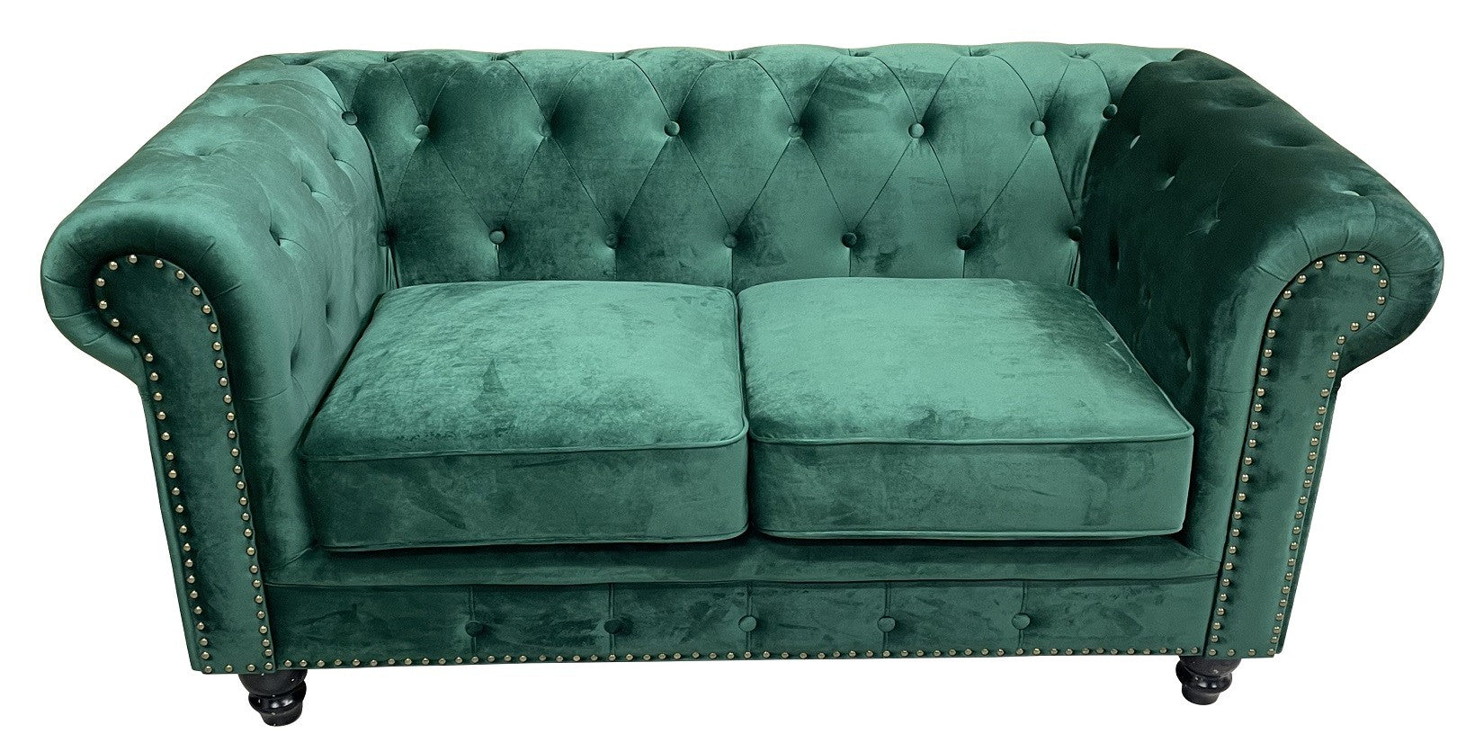 Sofá de 2 plazas de terciopelo verde esmeralda con diseño moderno, mueble exclusivo para salones en Orihuela Costa