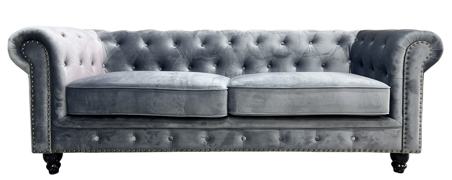 Sofá CHESTER PREMIUM / 3 plazas / tapizado velvet gris