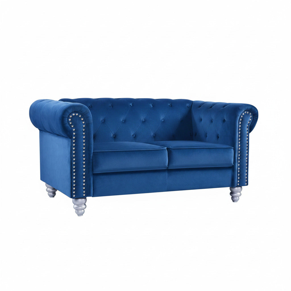 Set Sofás CHESTER STYLE / 3+2 plazas / tapizado velvet azul