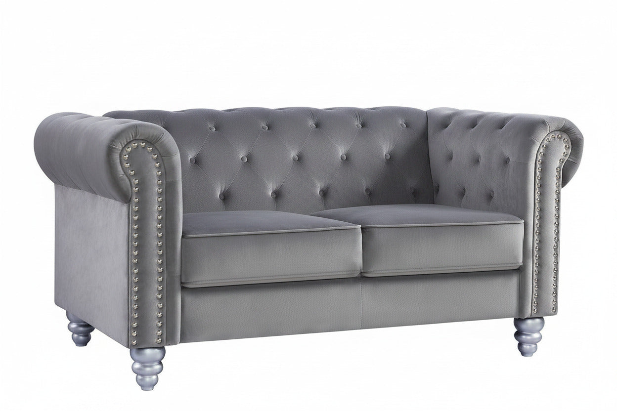 Sofá CHESTER STYLE, 2 plazas, tapizado velvet gris 27